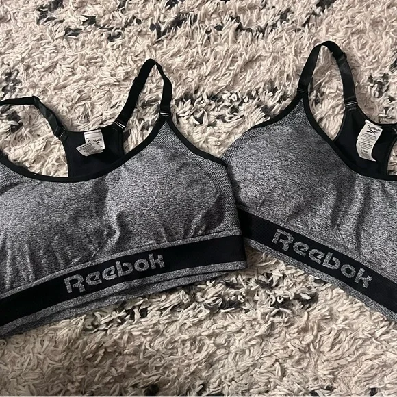 Set of 2 Gray Reebok Racerback Sports Bras with Removable Cups - Picture 10 of 15